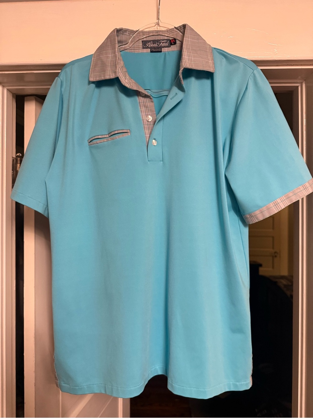 Men’s Aqua Polo Shirt with Contrast Collar